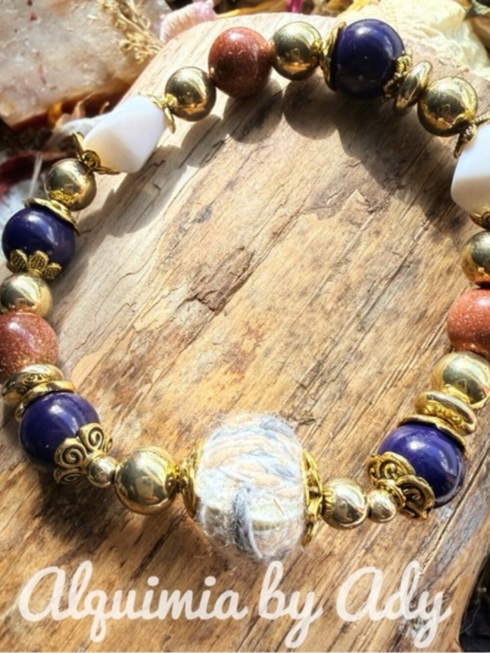 ECLECTIC + Chunky pearl beaded bohemian bracelet and SUNSTONE